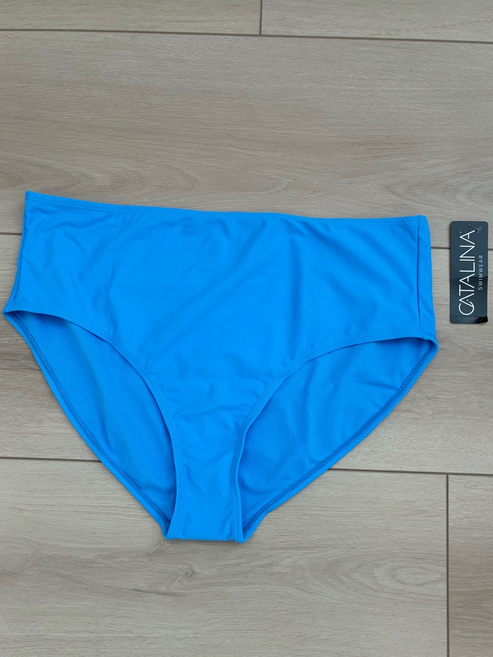 Catalina Women's High Waist Sky Blue Bikini Tankini Swimsuit Bottoms NWT Large